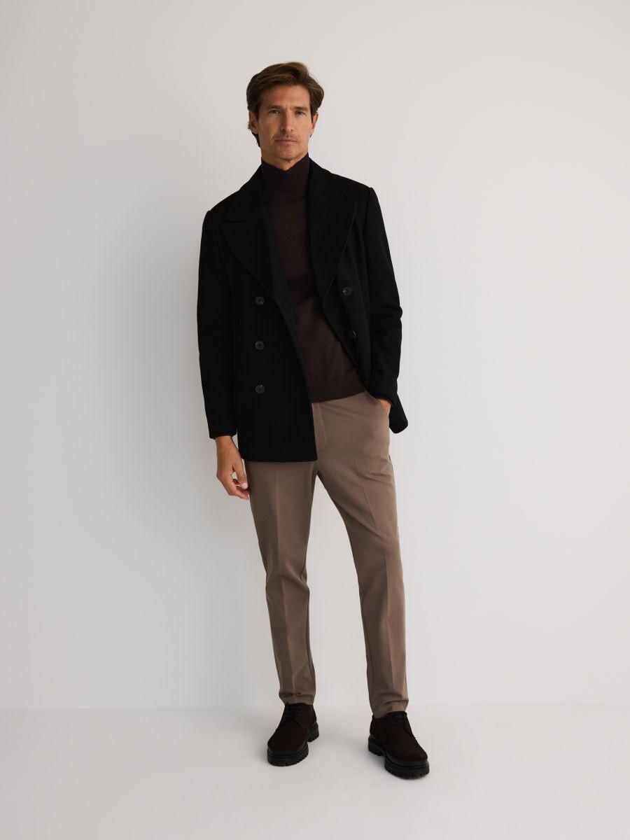 Basic turtleneck jumper - dark brown - RESERVED