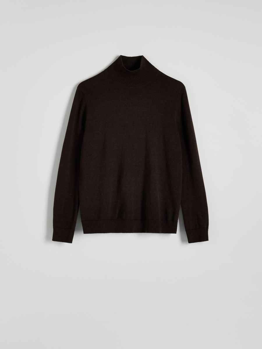 Maglione in cotone a collo alto - marrone scuro - RESERVED - 5