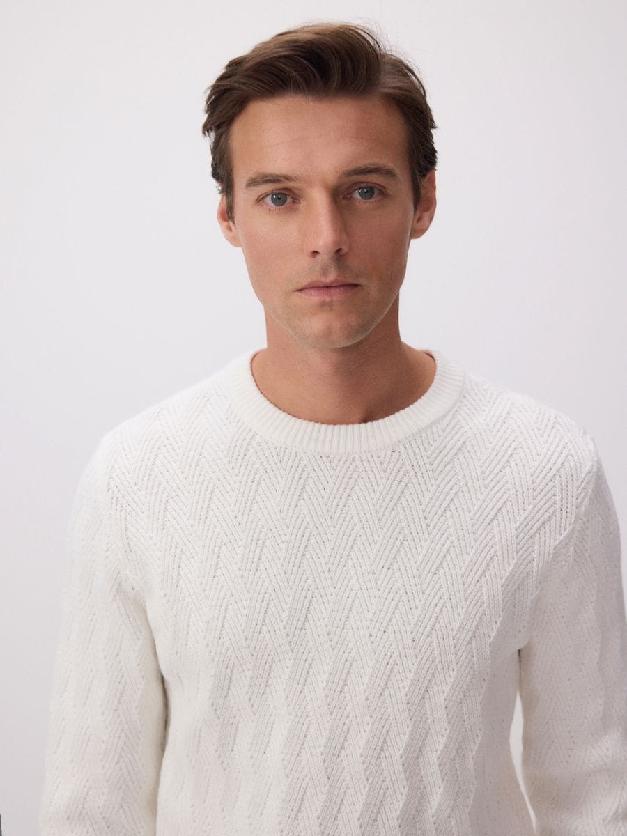 Jumper in textured knit - white - RESERVED - 2