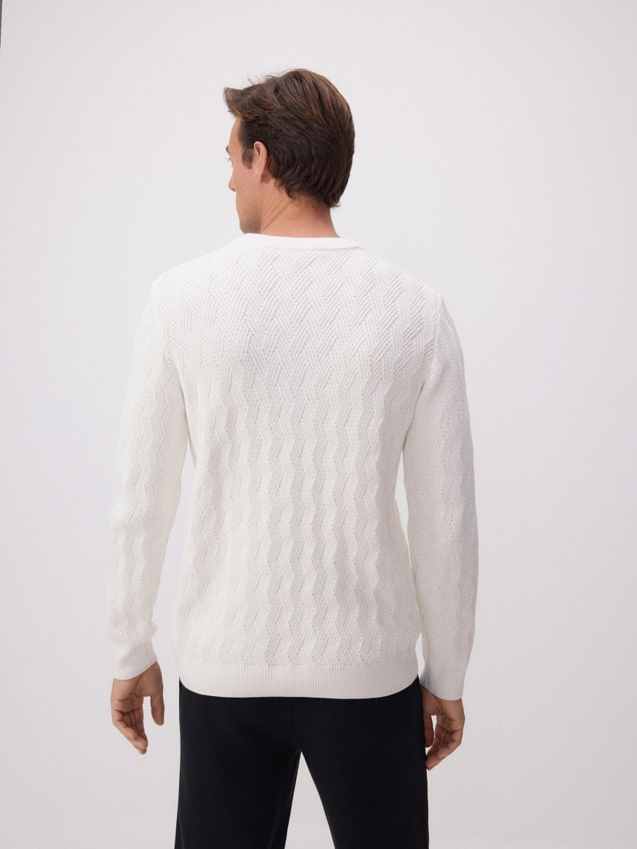 Jumper in textured knit - white - RESERVED - 4