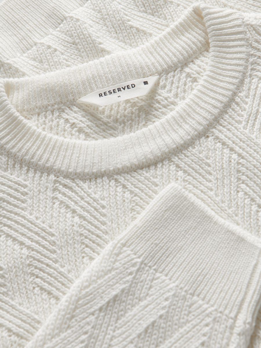 Jumper in textured knit - white - RESERVED - 6