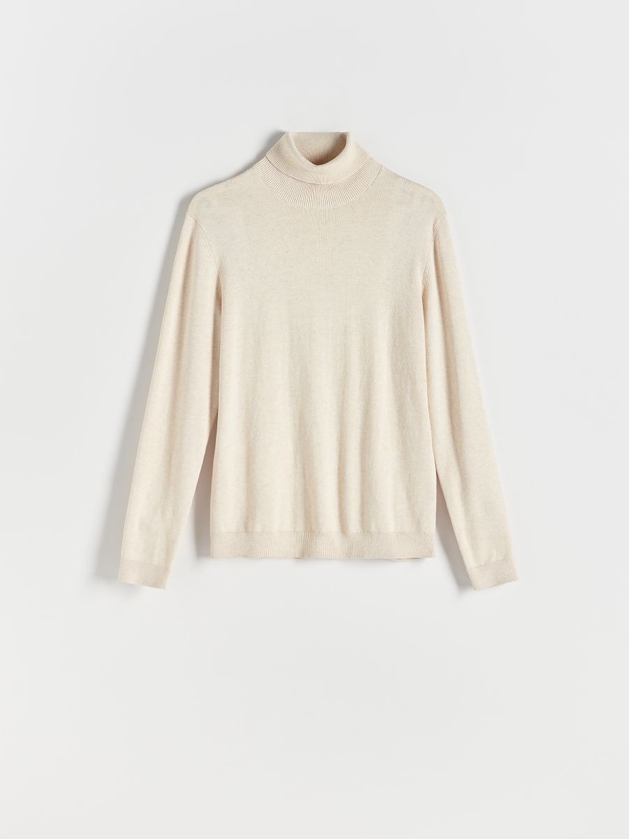 Pull en coton à col roulé - Beige - RESERVED - 4