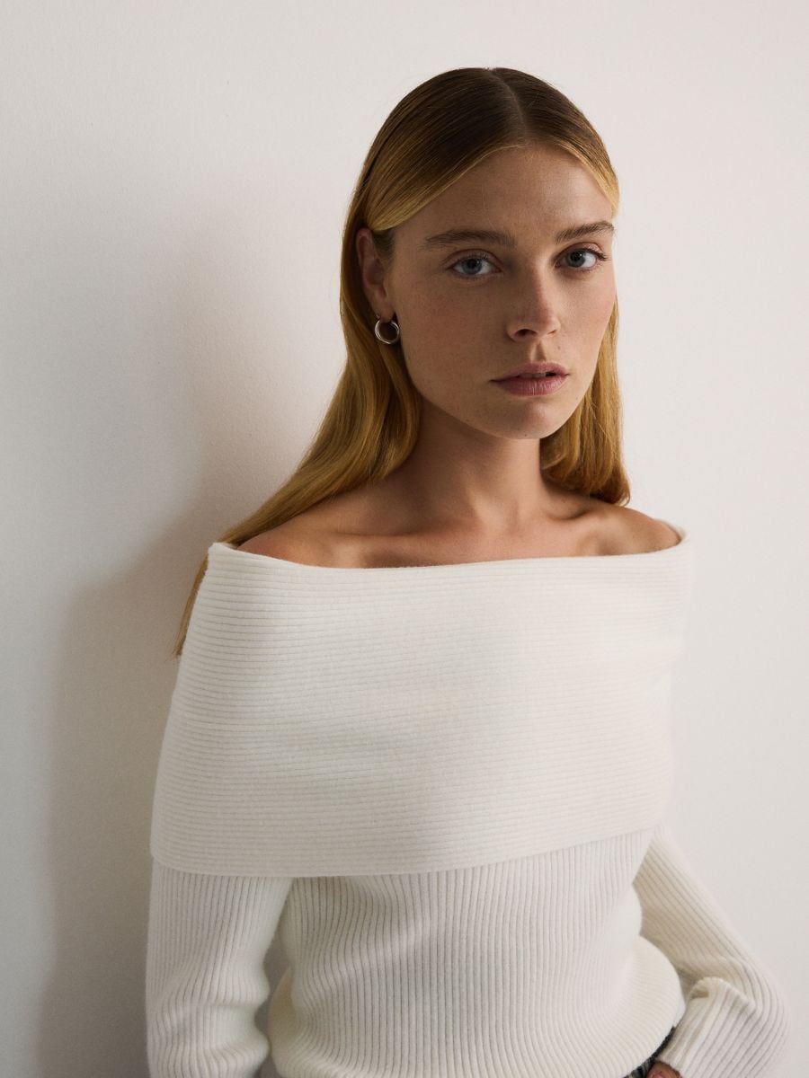 LADIES` SWEATER - krem - RESERVED - 5