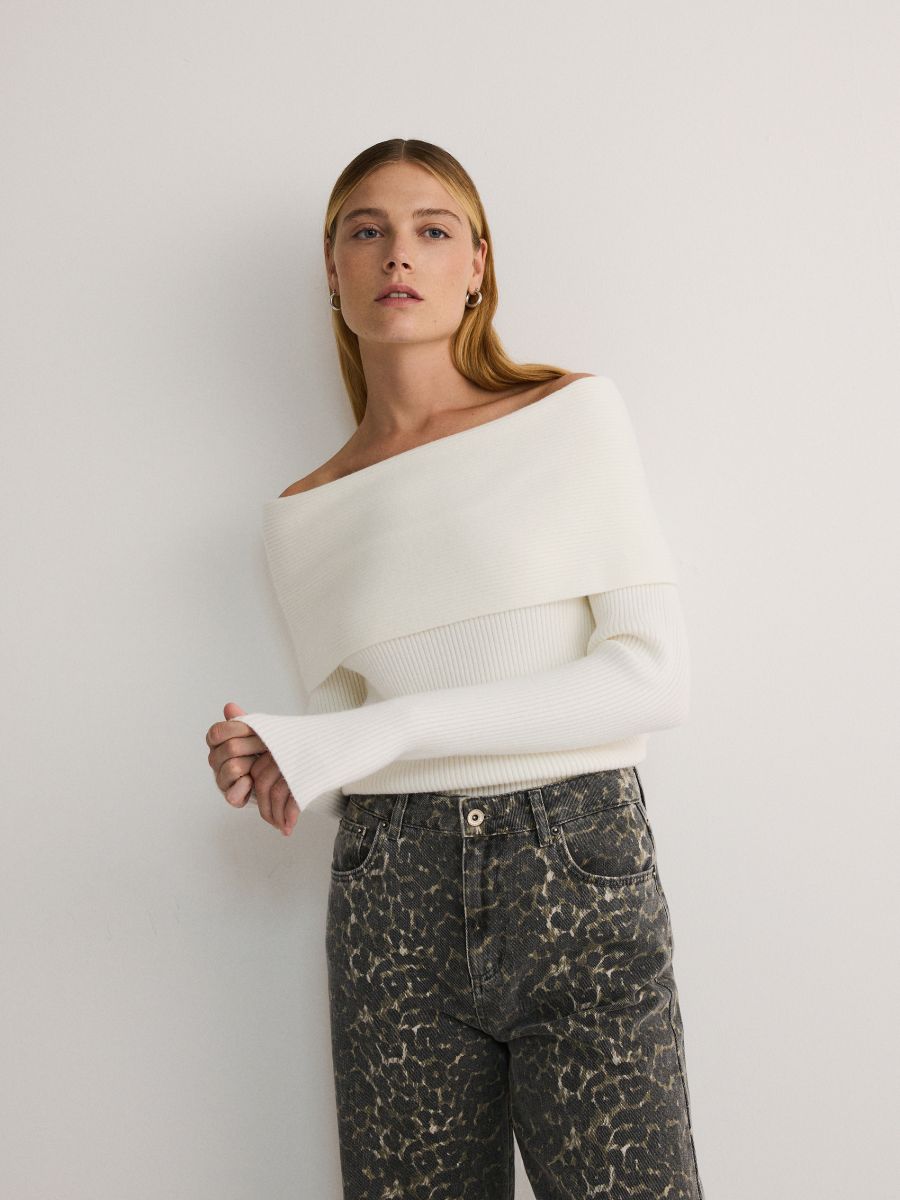 LADIES` SWEATER - krem - RESERVED - 7