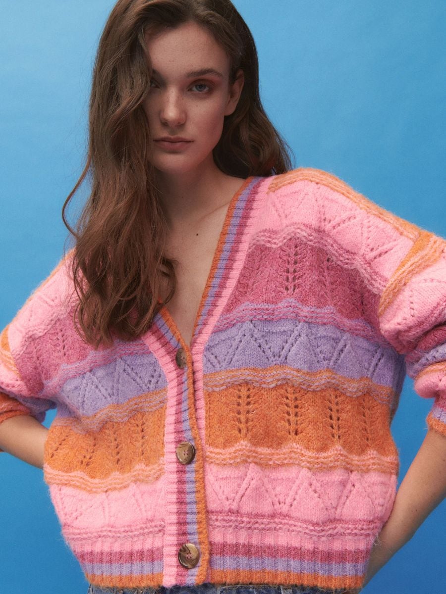 Jersey cardigan - multicolor - RESERVED - 3