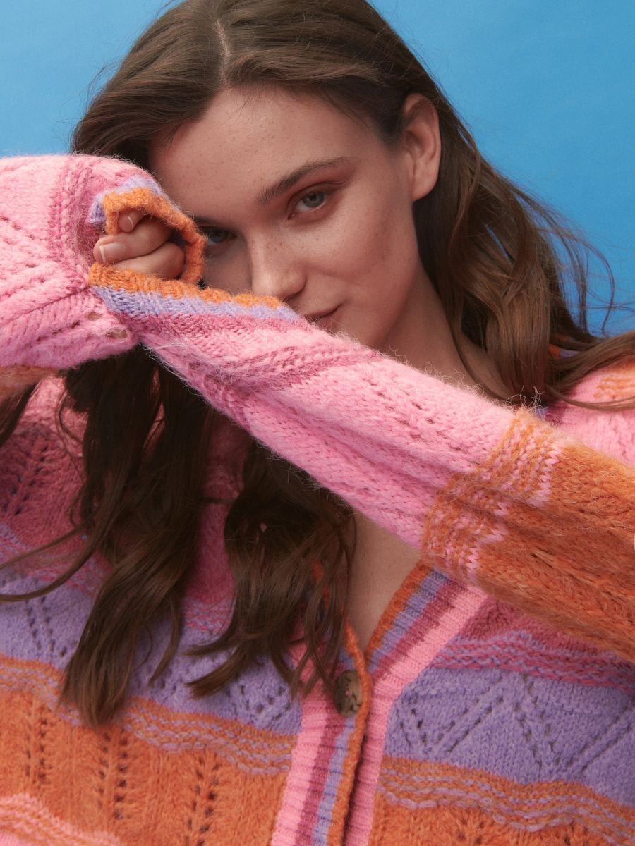 Jersey cardigan - multicolor - RESERVED - 4
