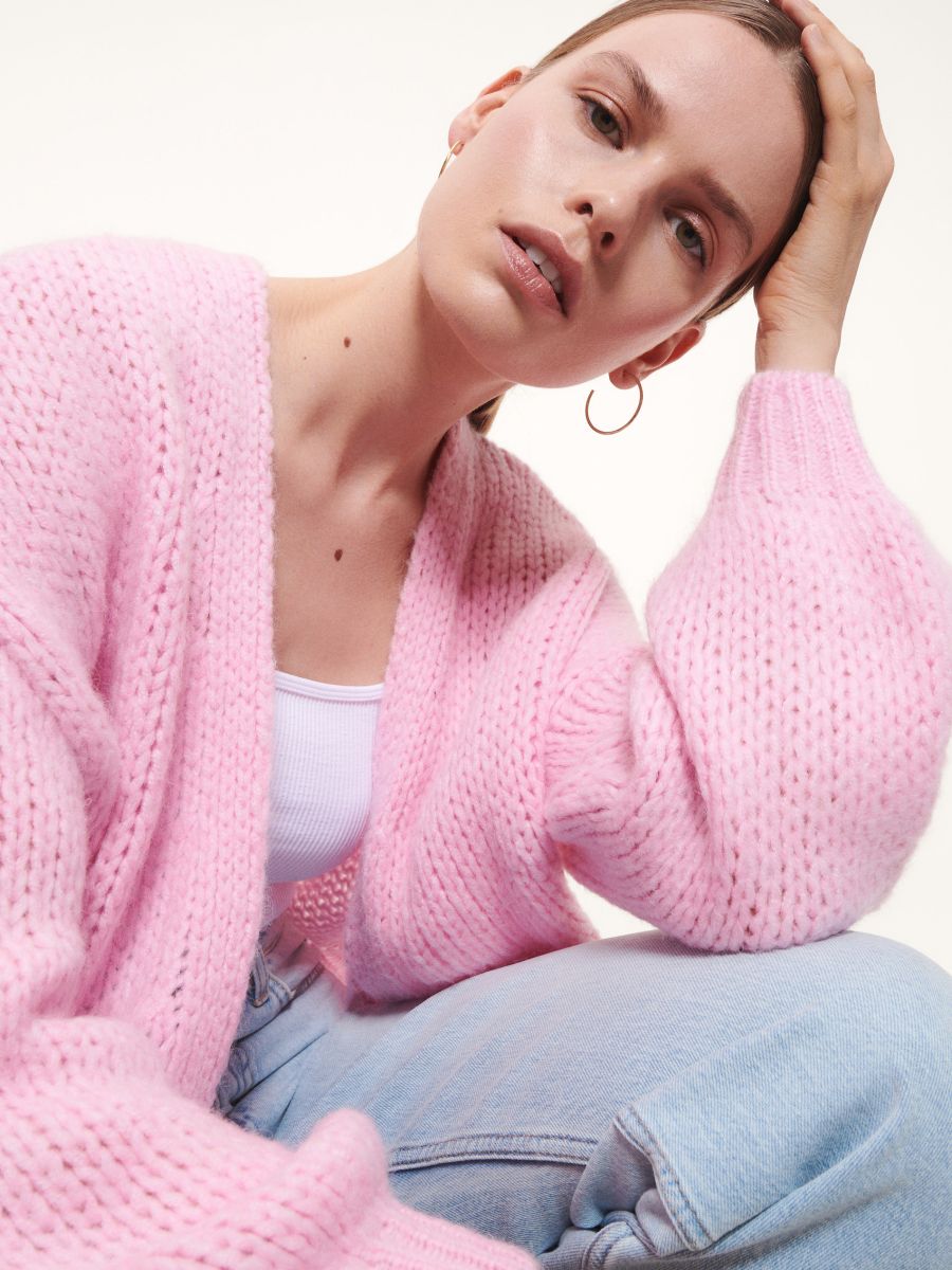 Oversized cardigan - pastel pink - RESERVED - 3