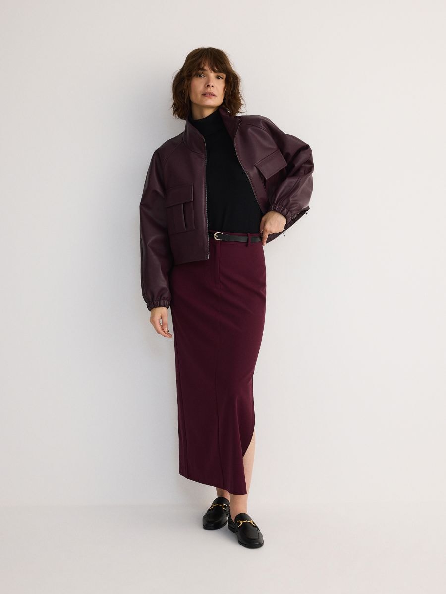 Maxi skirt with side split - maroon - RESERVED - 2