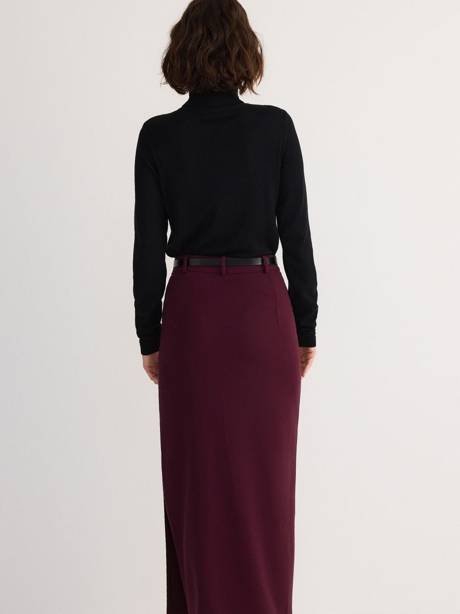 Maxi skirt with side split - maroon - RESERVED - 4