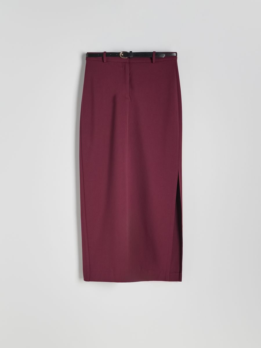 Maxi skirt with side split - maroon - RESERVED - 5