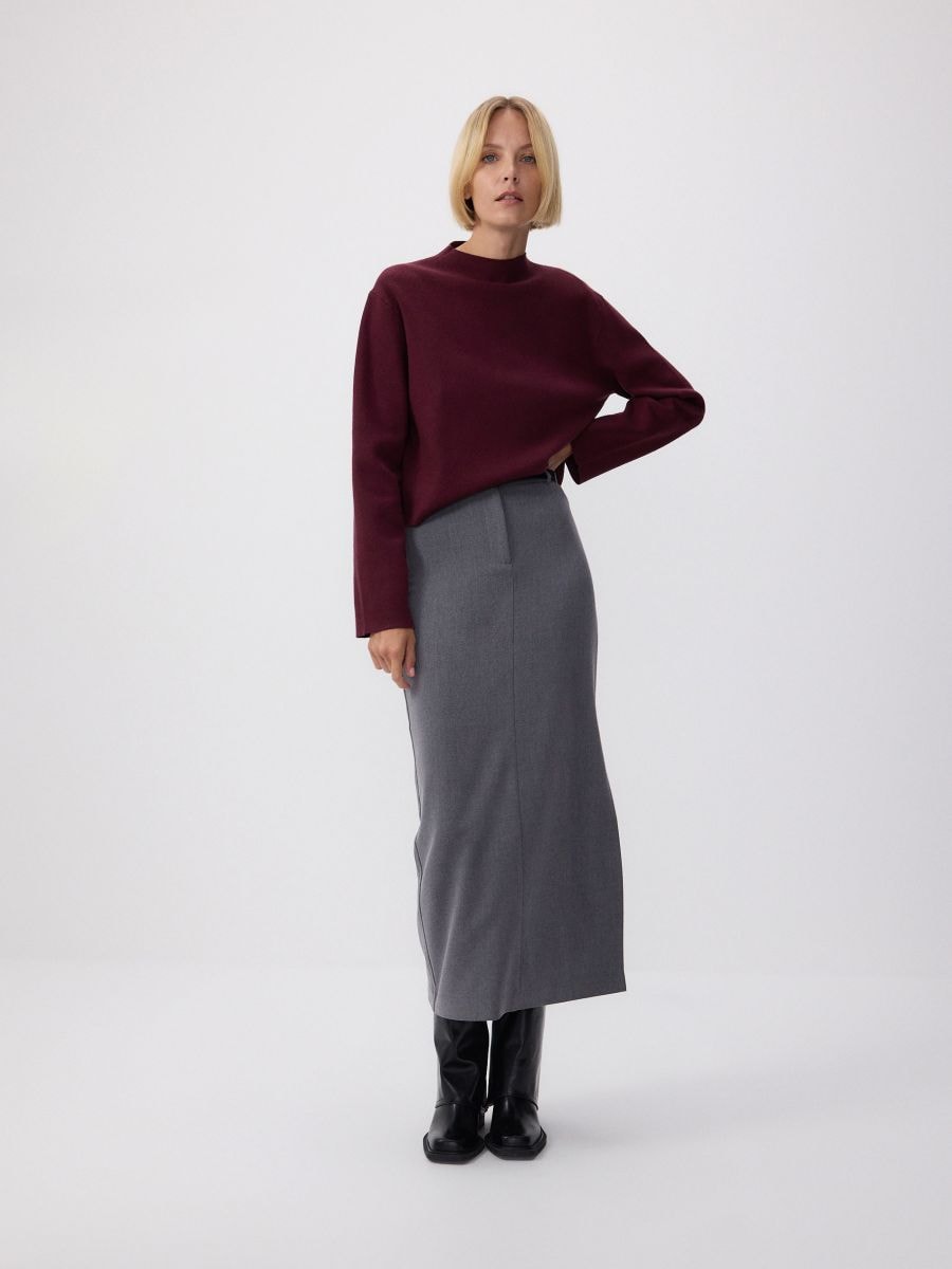 Maxi skirt with side split - dark grey - RESERVED - 3
