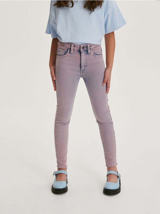 Reserved - blugi skinny high waist elastici - violet-orhidee