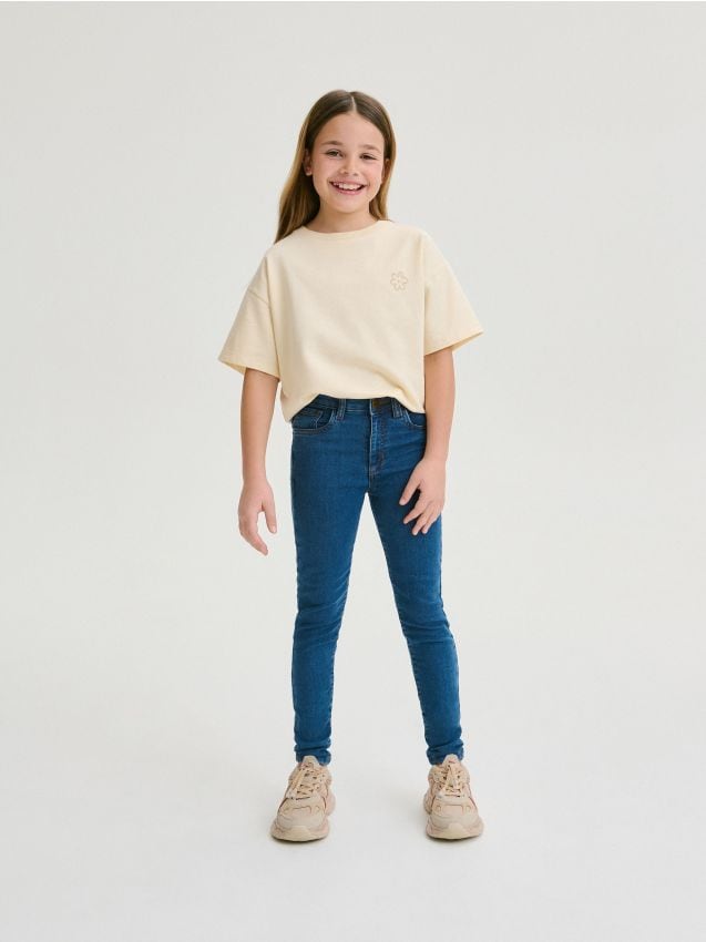 Reserved - blugi skinny high waist - albastru