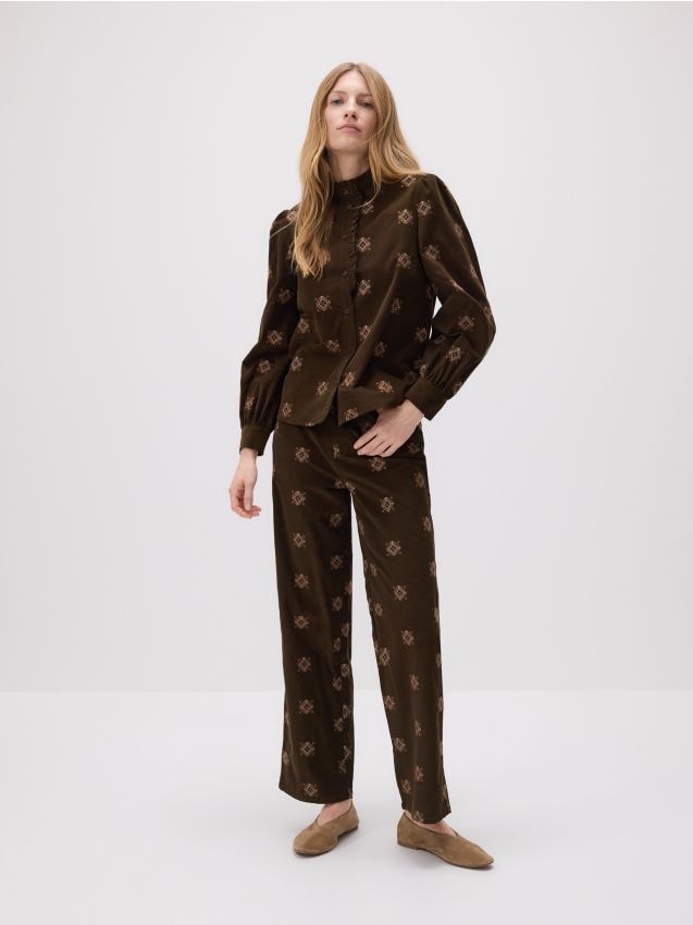 Reserved - LADIES` TROUSERS - maro-închis