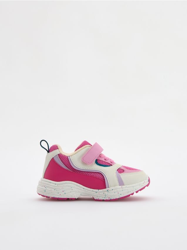 Reserved - pantofi sport din materiale combinate - roz-aprins