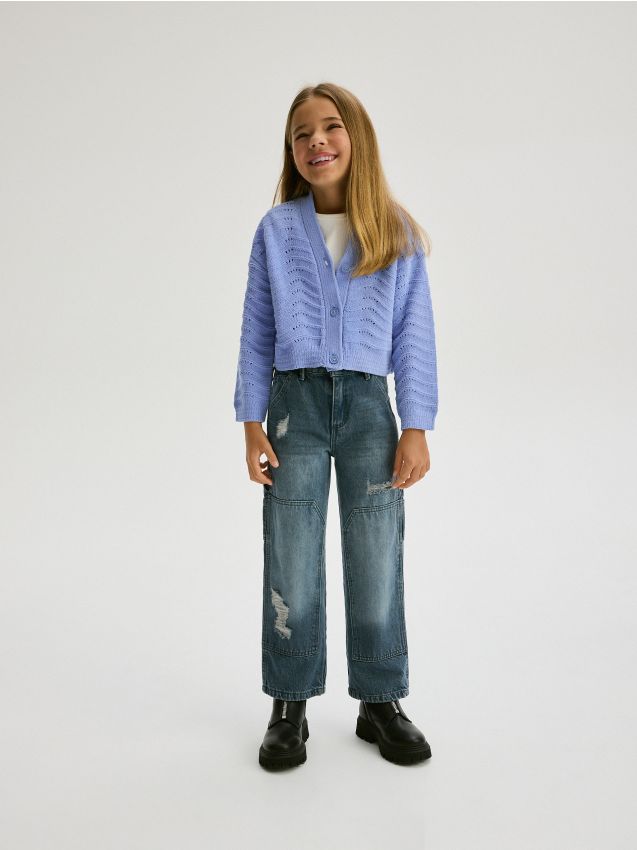 Reserved - Blugi straight - Albastru metalizat
