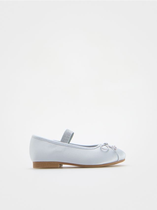 Silver ballerinas with ribbon - RESERVED