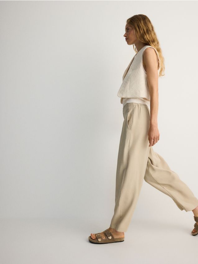Reserved - ladies` trousers - bej