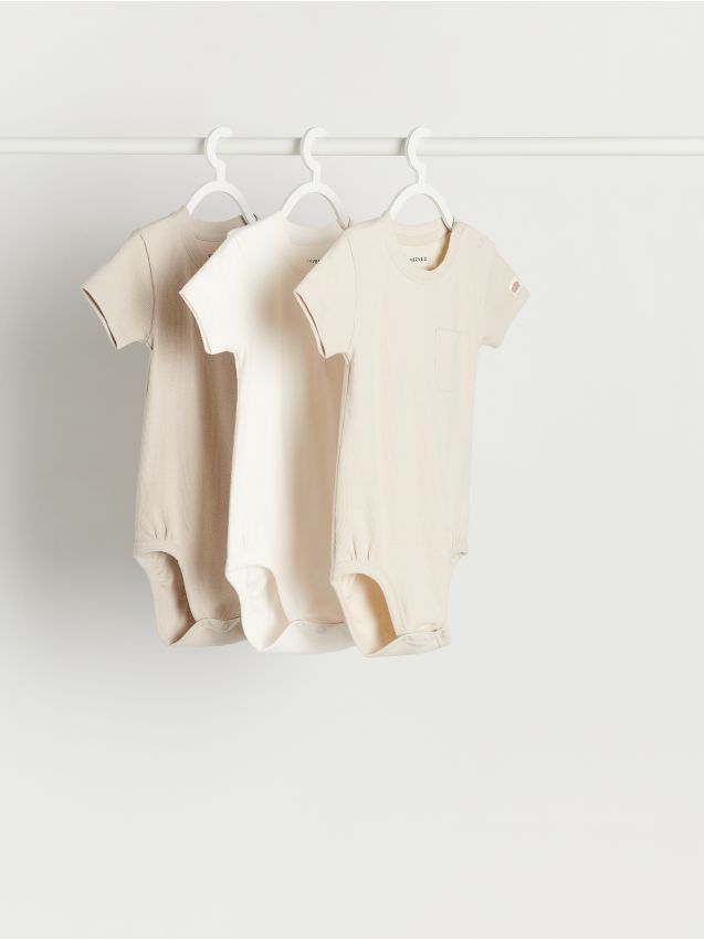 Reserved - set de 3 body-uri din material structurat - nude