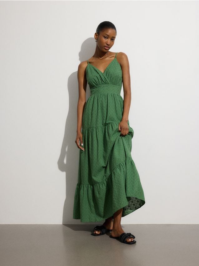 Reserved - rochie din bumbac - verde
