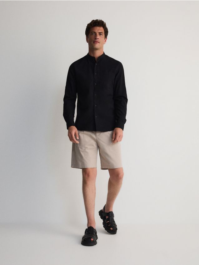 Reserved - pantaloni scurți loose uni - gri deschis