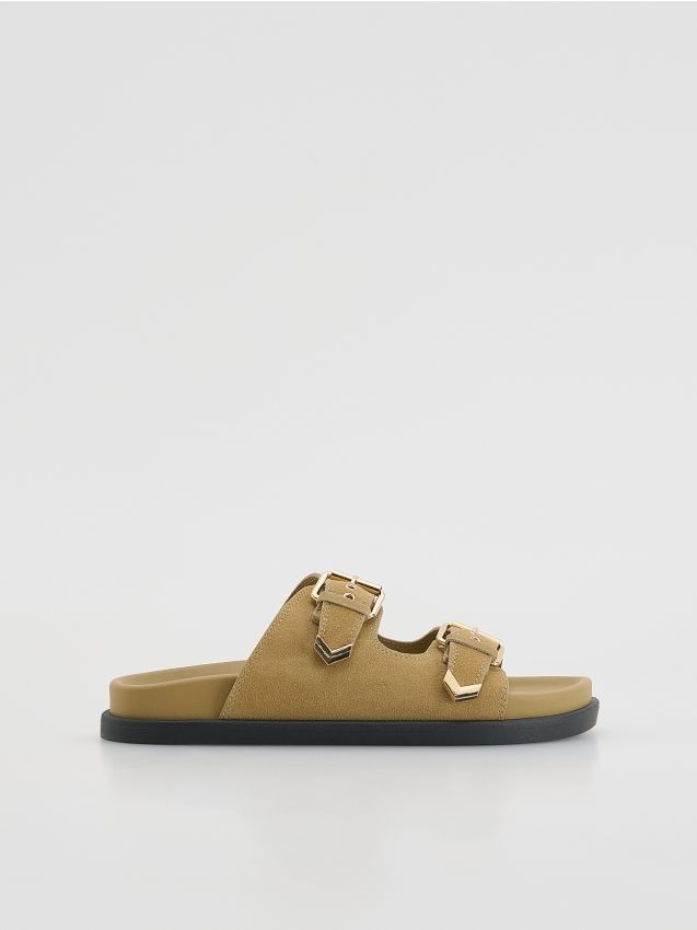 Suede sliders with buckles - RESERVED