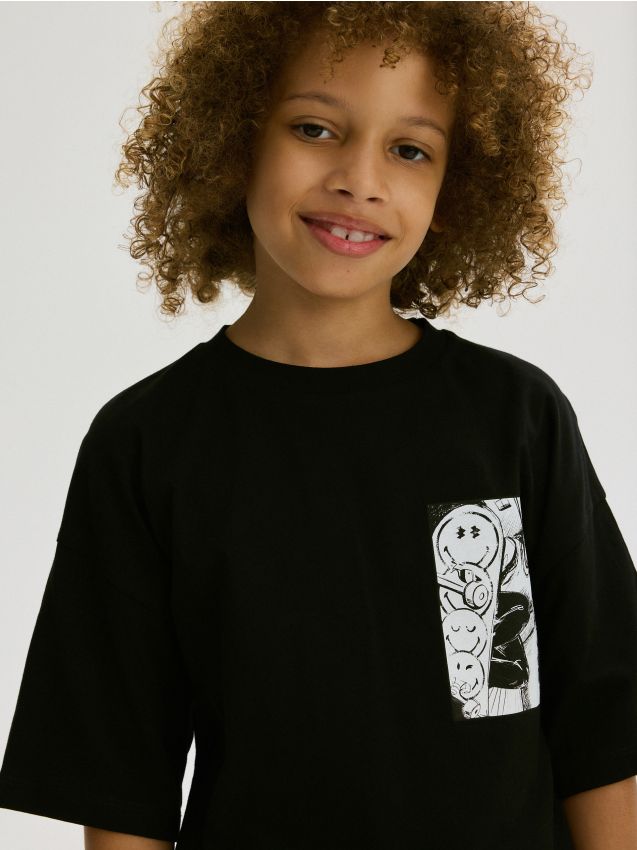 Reserved - tricou oversized smileyworld® - negru