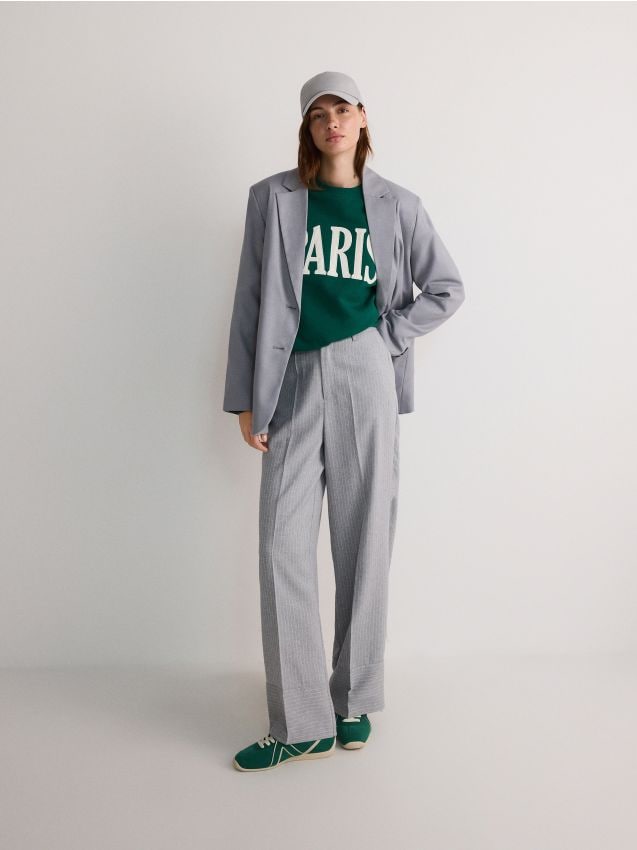 Wide trousers with crease - RESERVED