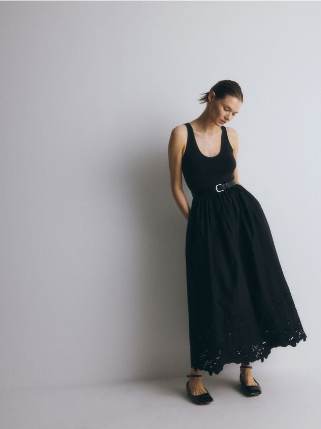 Reserved - Rochie maxi cu centură - negru Reserved - Rochie maxi cu centură - negru