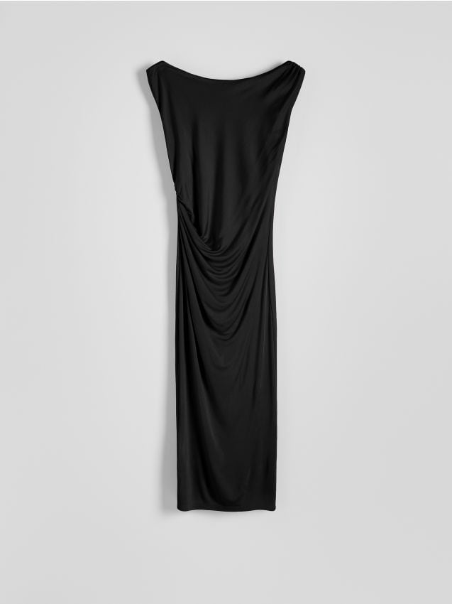 Reserved - Rochie cu drapaj - negru-antracit