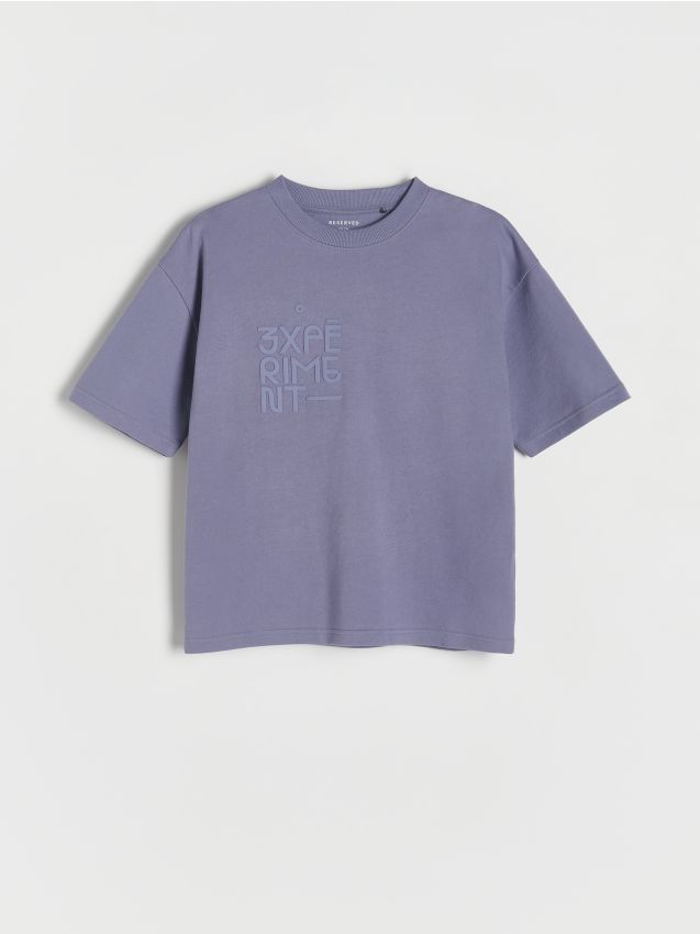 Reserved - Tricou oversized, cu conținut ridicat de bumbac - violet-prună