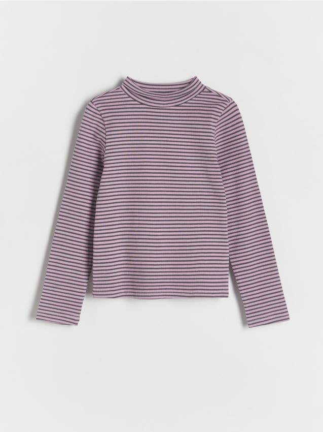 Reserved - tricou în dungi, cu mânecă lungă - violet-orhidee