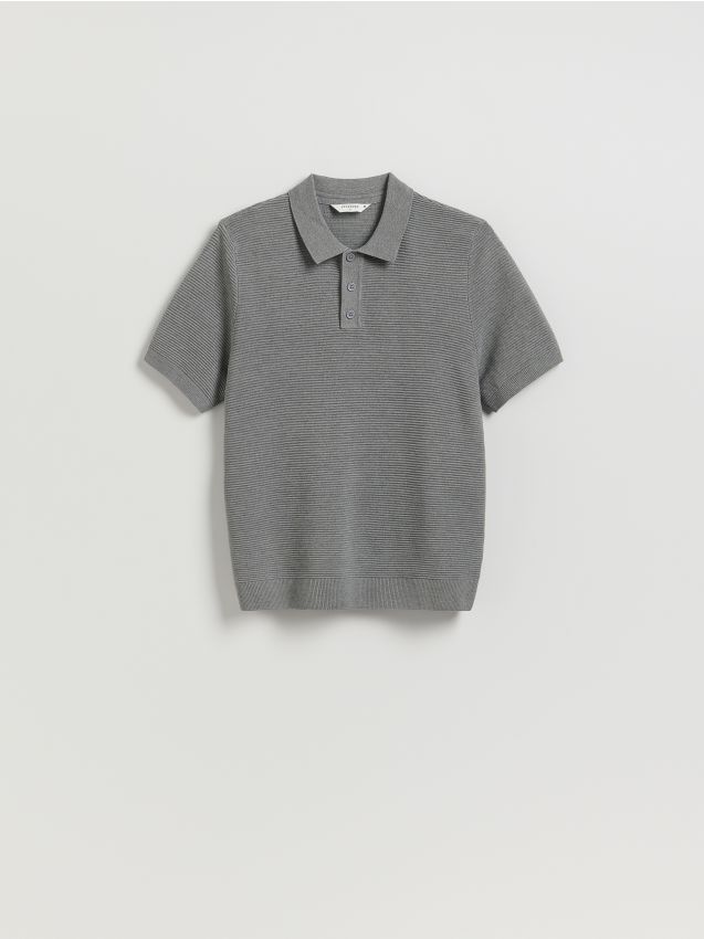 Pull façon polo en tissu texturé - RESERVED