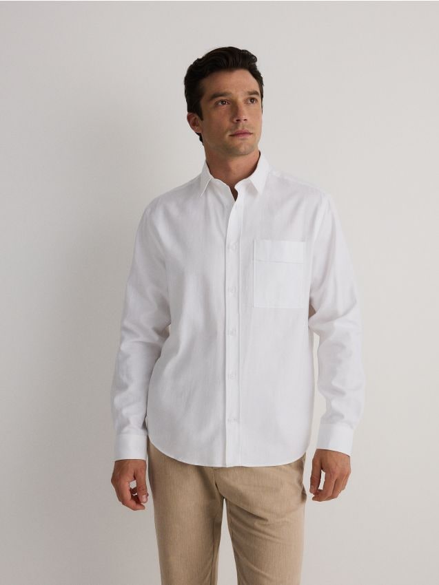 Boxy shirt with linen blend - RESERVED