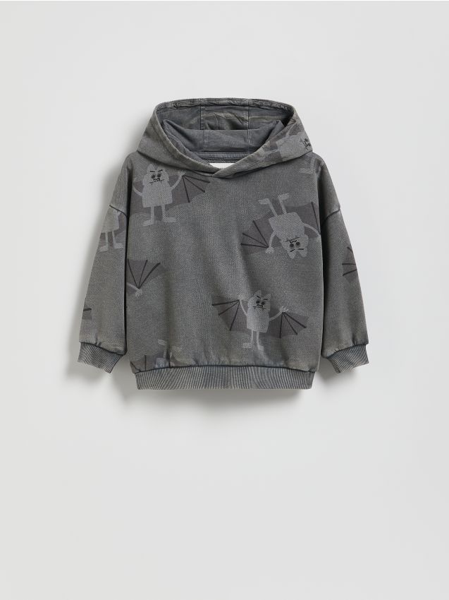 Reserved - Bluză sport oversized cu imprimeu - negru