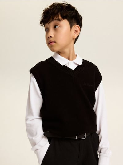 Cotton long sleeve polo shirt