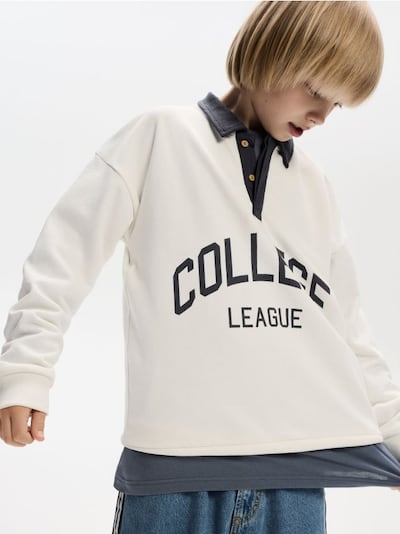 Cotton long sleeve polo shirt