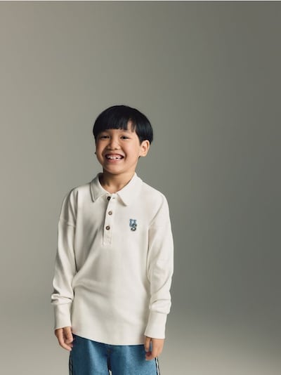 Cotton long sleeve polo shirt