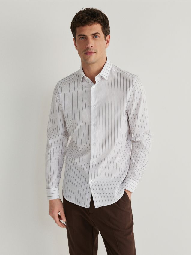 Reserved - cămașă slim fit în dungi - alb