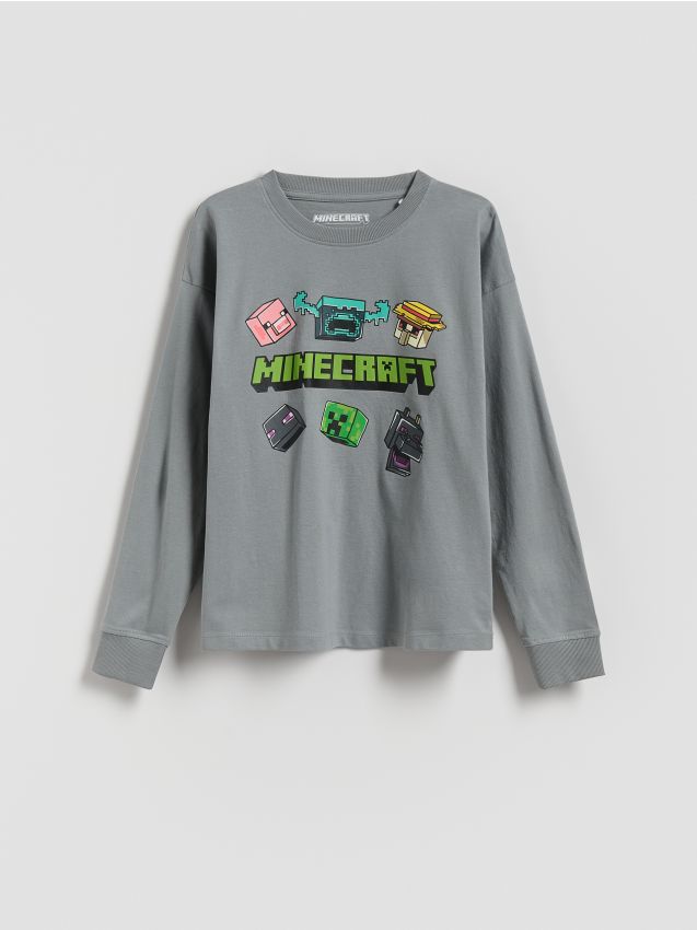 Reserved - Tricou cu mânecă lungă Minecraft - gri-închis