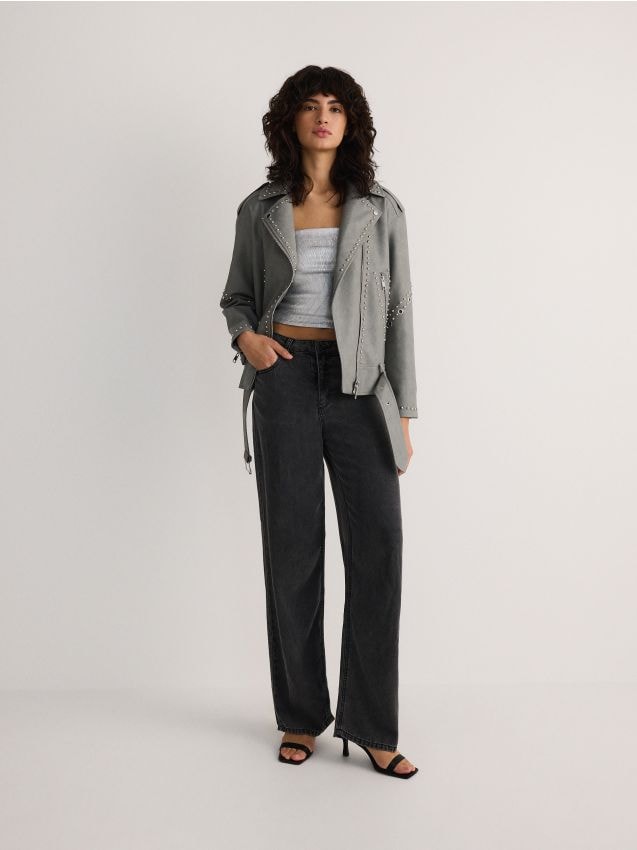 Reserved - ladies` outer jacket & belt - gri deschis