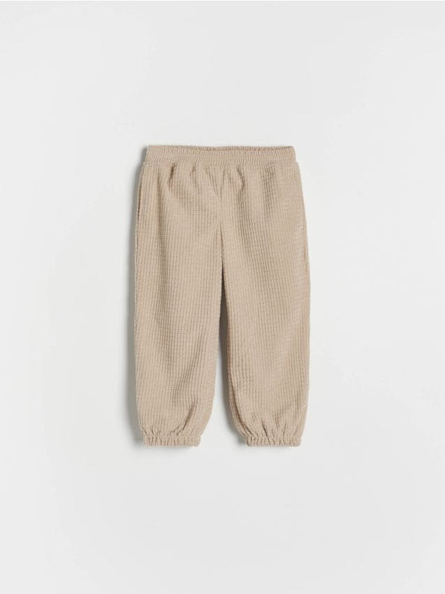 Reserved - Pantaloni jogger din material structurat - bej