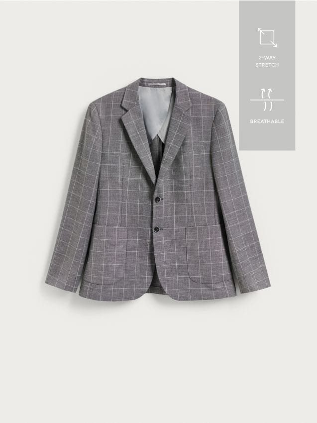 Reserved - Blazer slim fit în carouri - gri-închis