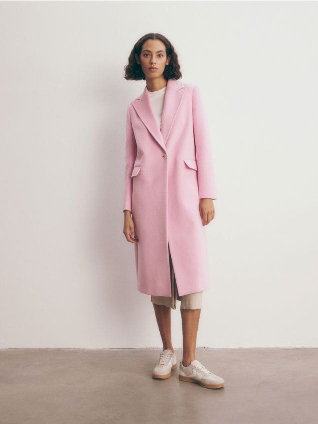 美品✨ハーリップトゥ Odette Wool-Blend Coat ピンク♡ herlipto Odette Wool-Blend Coat S pink