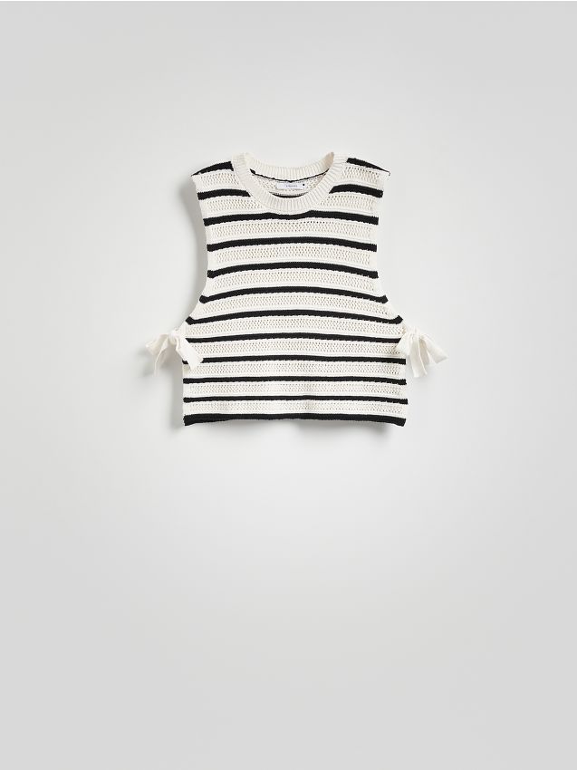 Reserved - Top din jerseu cu detaliu legat - multicolor