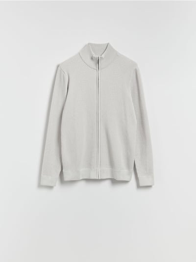 Zip up jumper with stand up collar