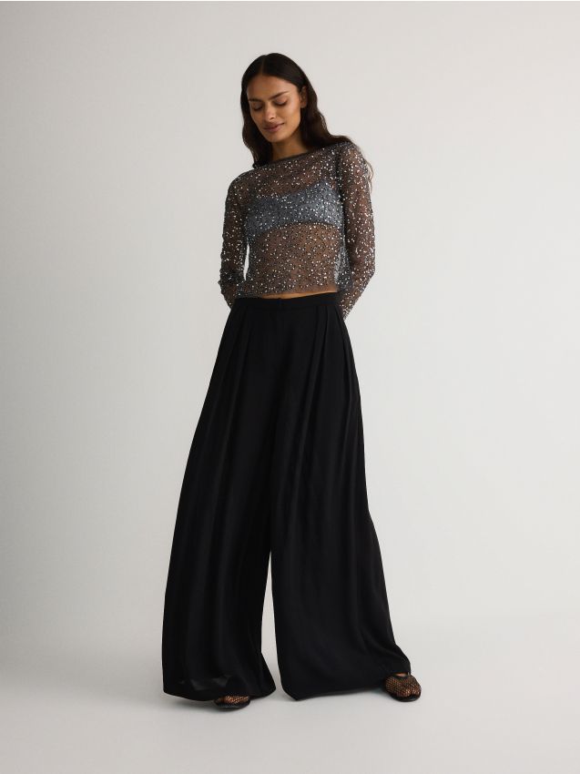 Wide leg viscose trousers - RESERVED