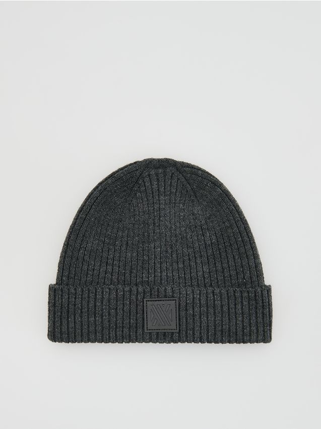 Reserved - Căciulă beanie cu petic - gri-închis