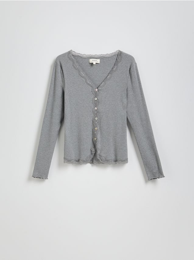 Reserved - LADIES` BLOUSE - gri-neutru