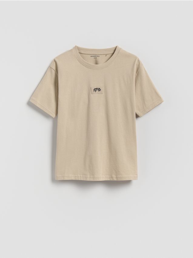 Reserved - Tricou oversized, cu conținut ridicat de bumbac - bej